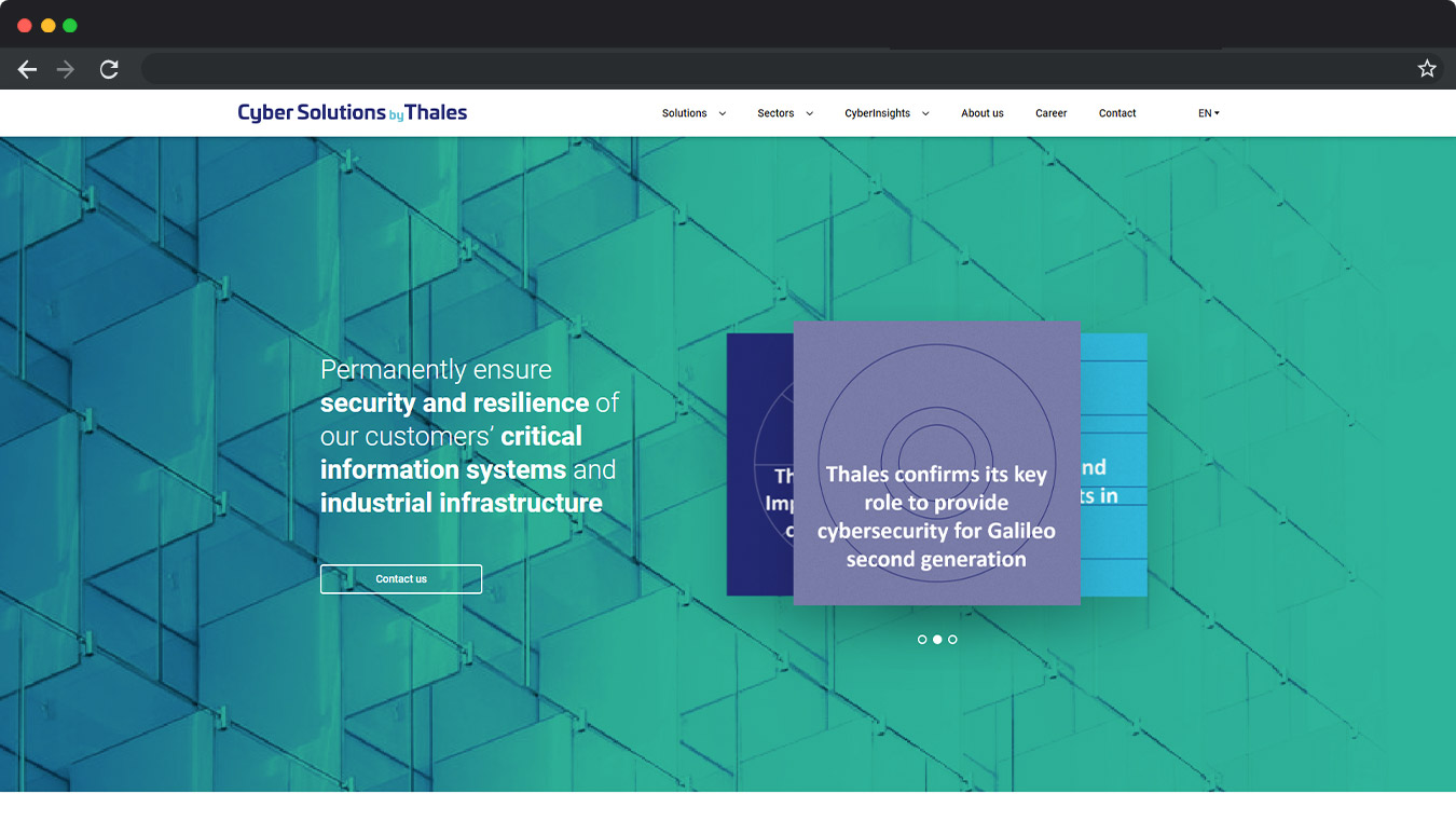 Version desktop du site Thales Cyber Solution