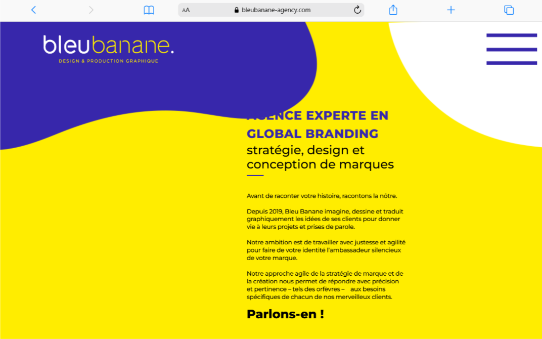 version desktop du site Bleu Banane Agency
