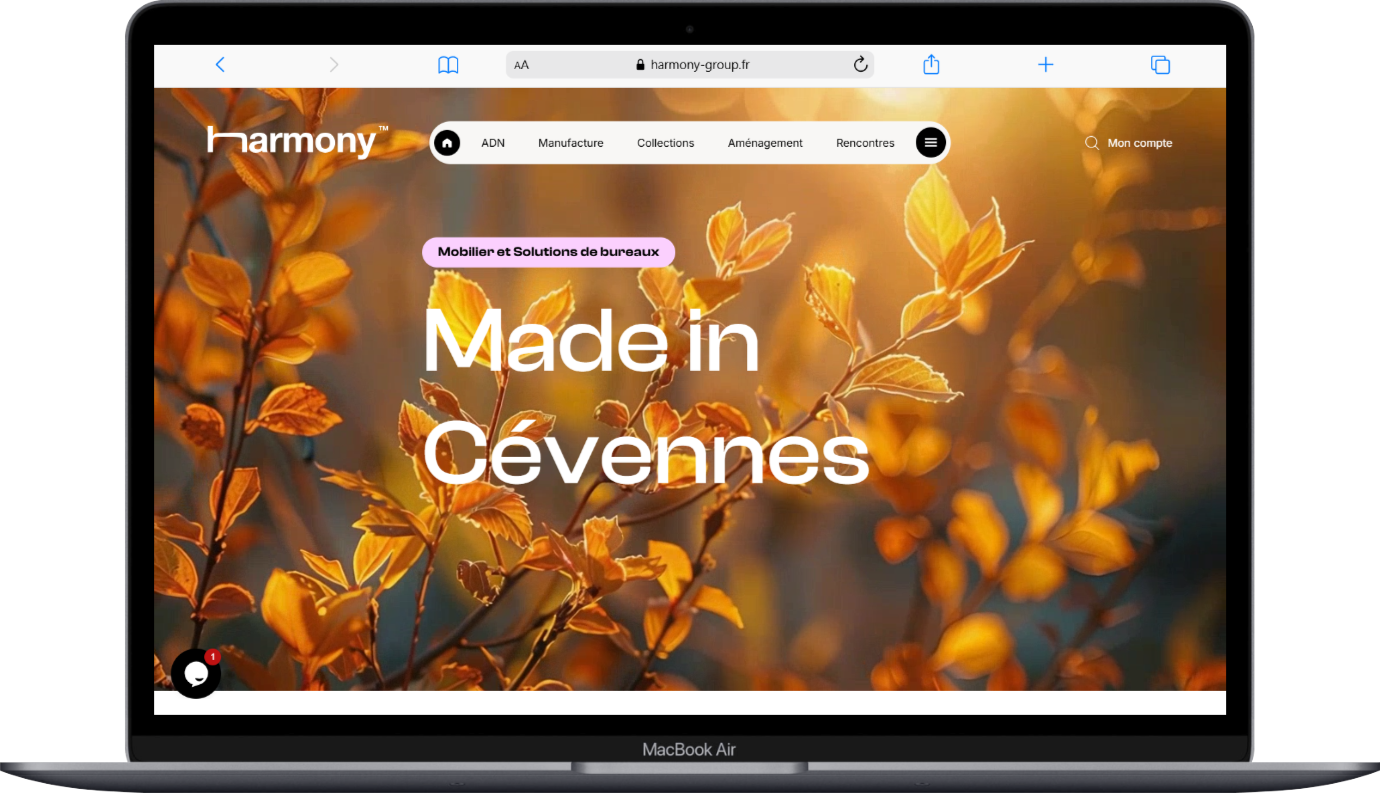 Version desktop du site Harmony group