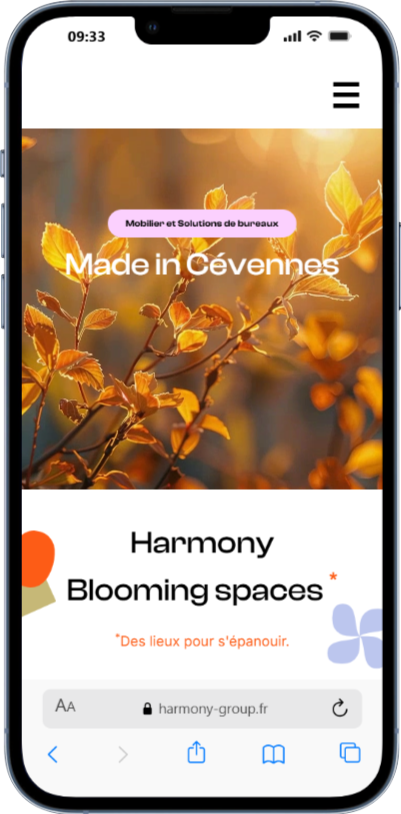 Version desktop du site Harmony group