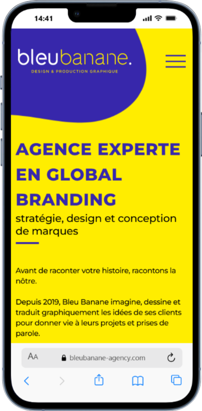 version desktop du site Bleu Banane Agency